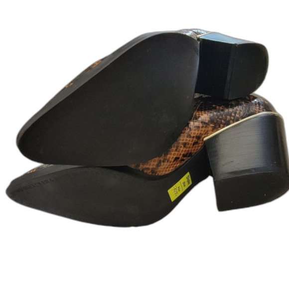 Bleecker & Bond snake print leather stacked heel ankle boot size 7M brown Lydia - Picture 5 of 8